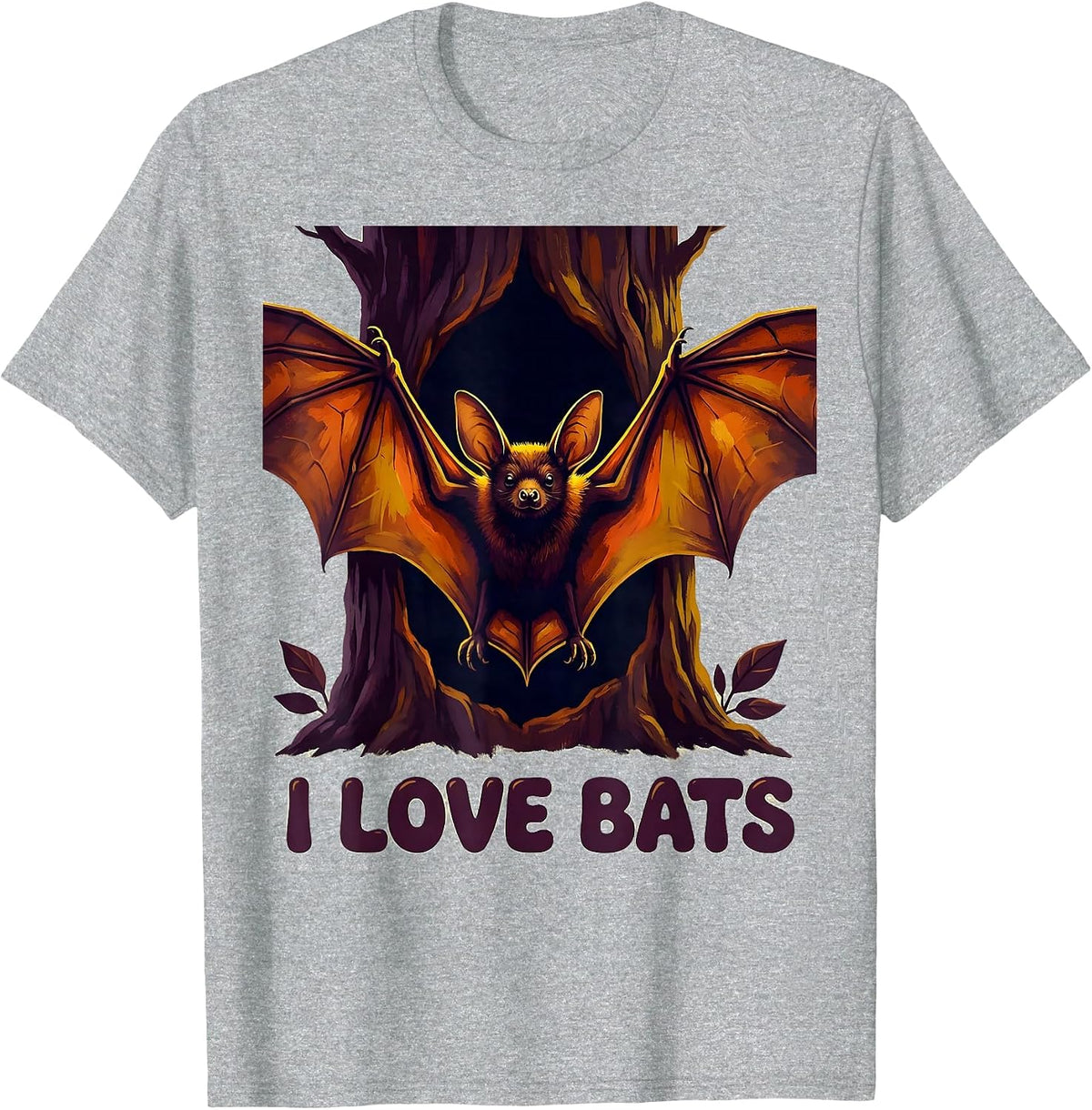 Men's I Love Bats Funny Bat Lover Wildlife Conservation Gothic T-Shirt - Heather Grey