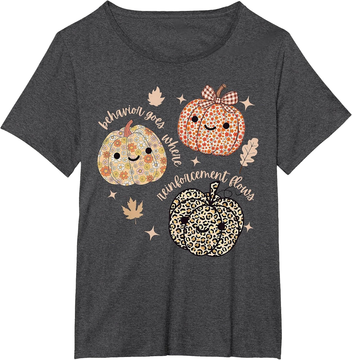 Neurodiversity Inclusion Fall Flower Pumpkin Autumn Autism T-Shirt - Dark Heather Grey
