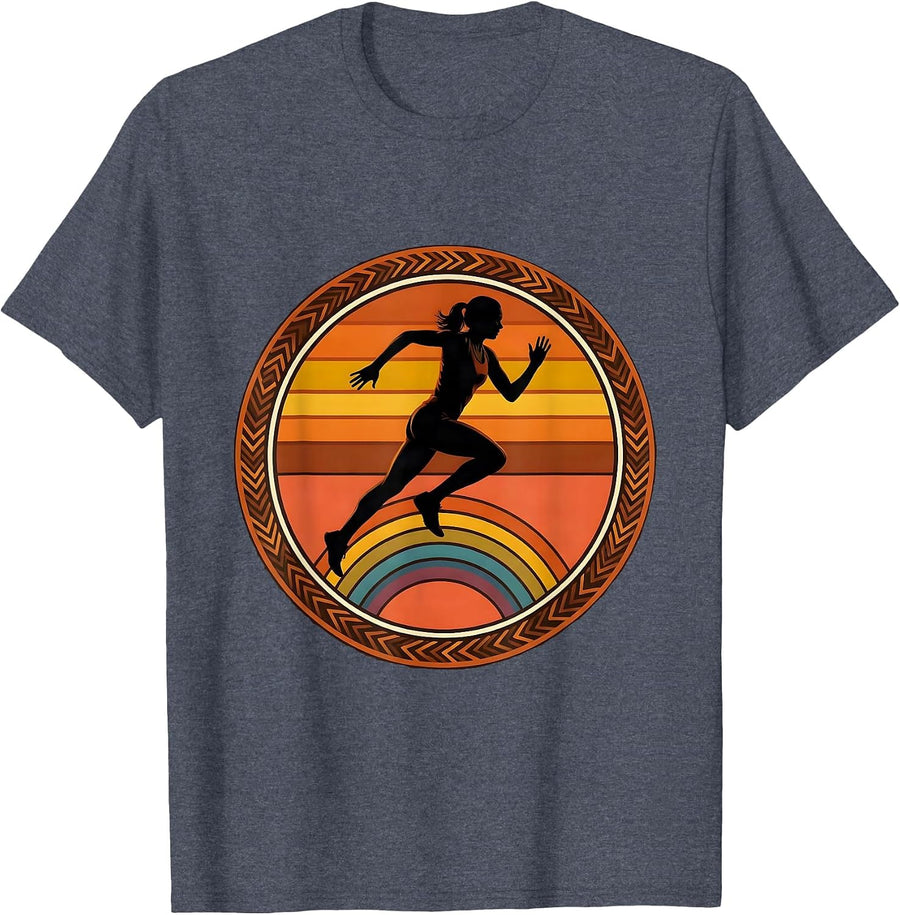 College Track Sprinter Graphic Tee T-Shirt - Heather Blue