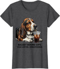 Basset Hound Sips Iced Coffee, Unbothered Funny T-Shirt, Women, Dark Heather Grey, Medium - As Pictured