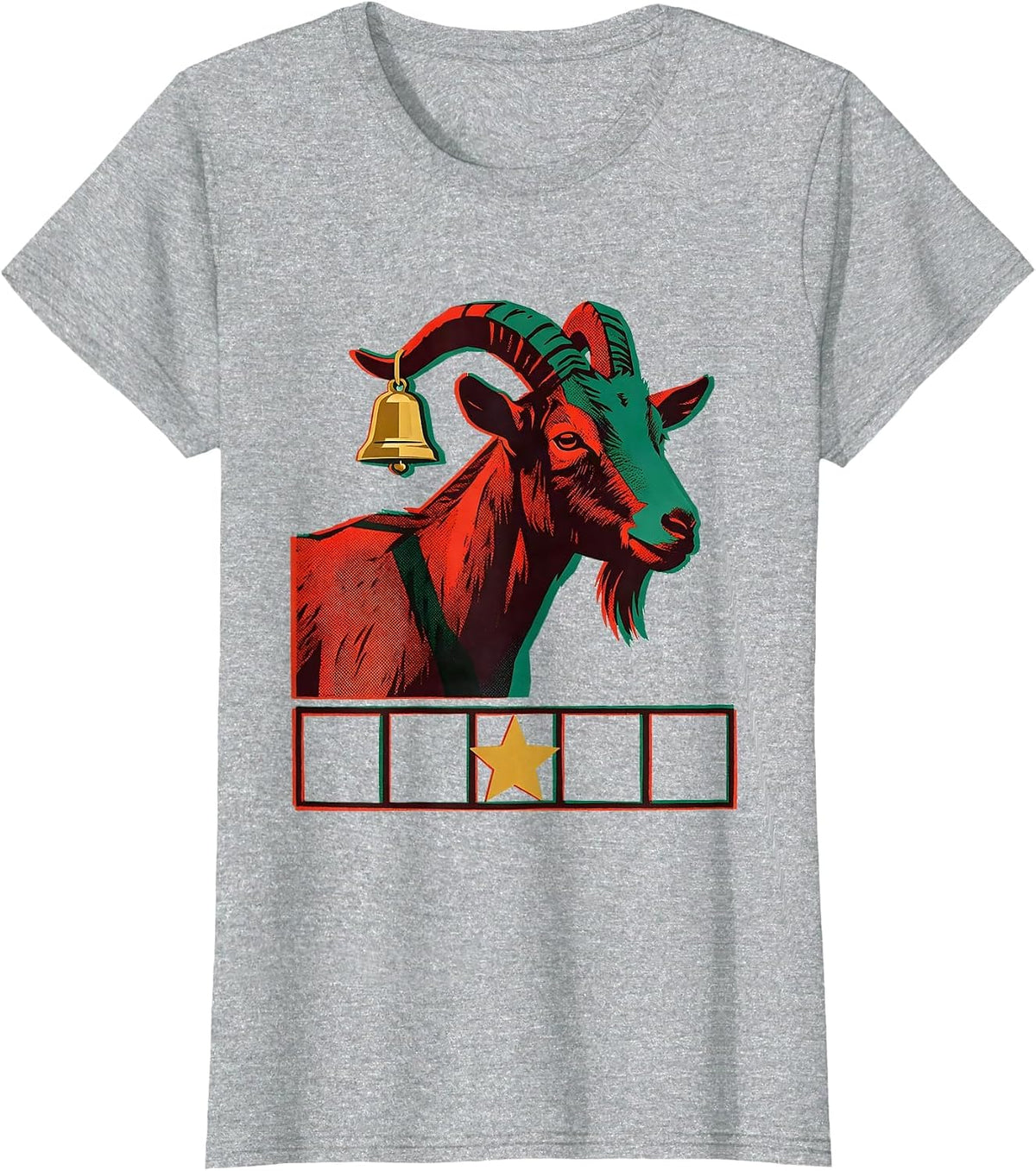 Alert Goat Christmas Farm Animal Humor Risograph T-Shirt - Heather Grey