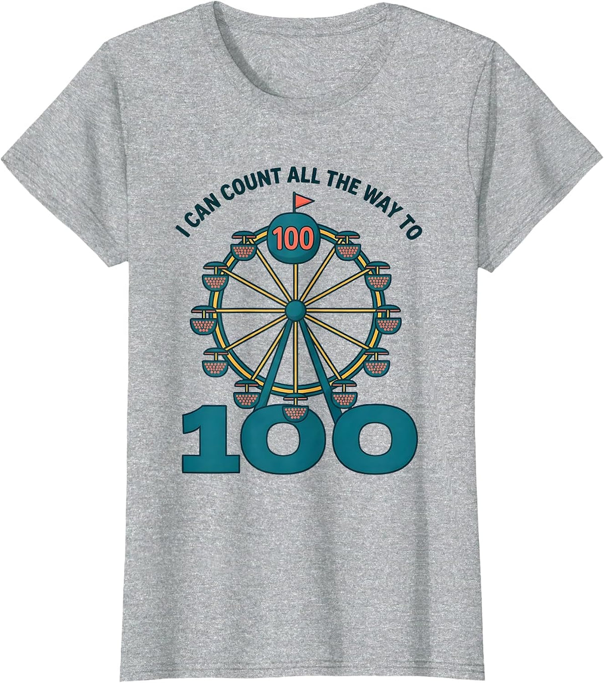 I Can Count All The Way To 100 Playful Kids Math 100th Day T-Shirt - Heather Grey
