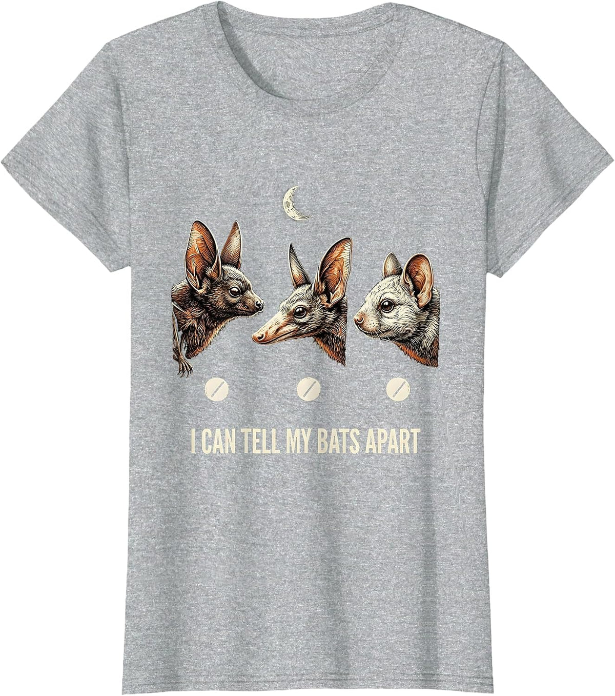 Women's I Can Tell My Bats Apart Vintage Gothic Bat Lover Halloween T-Shirt - Heather Grey