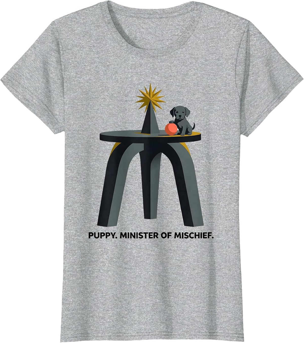 Puppy Minister Of Mischief Funny Dog Lover Gift Women Girls T-Shirt - Heather Grey