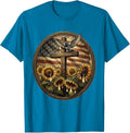 September 11 Memorial Tears and Sunflowers Design T-Shirt - Sapphire Blue