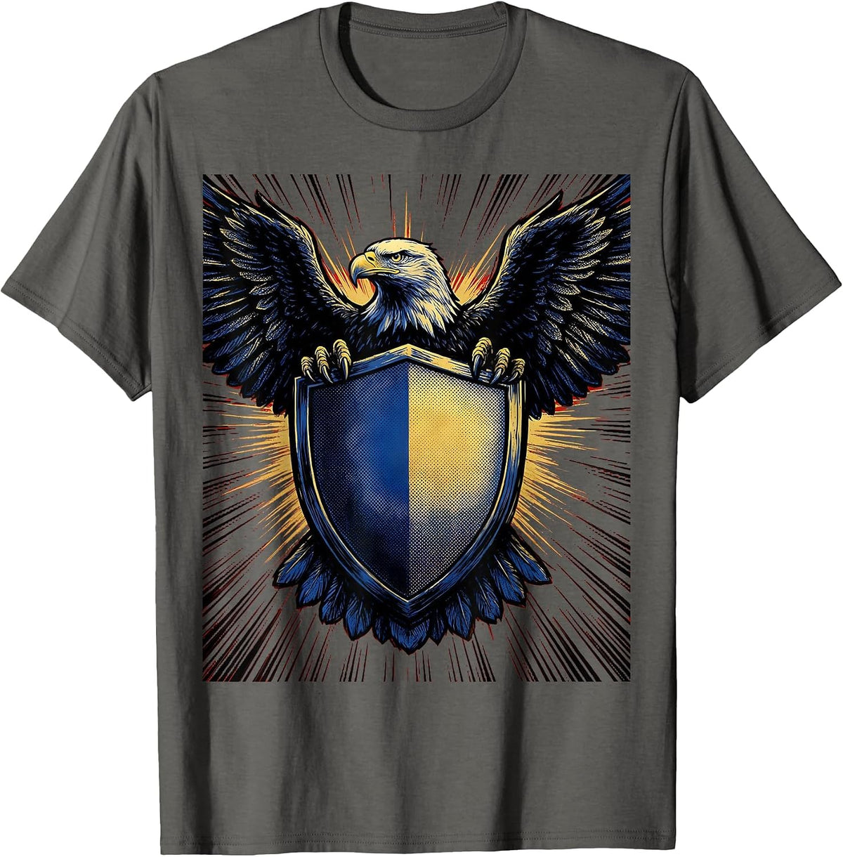 Police Shield Eagle Crest Law Enforcement Graphic T-Shirt - Asphalt Grey