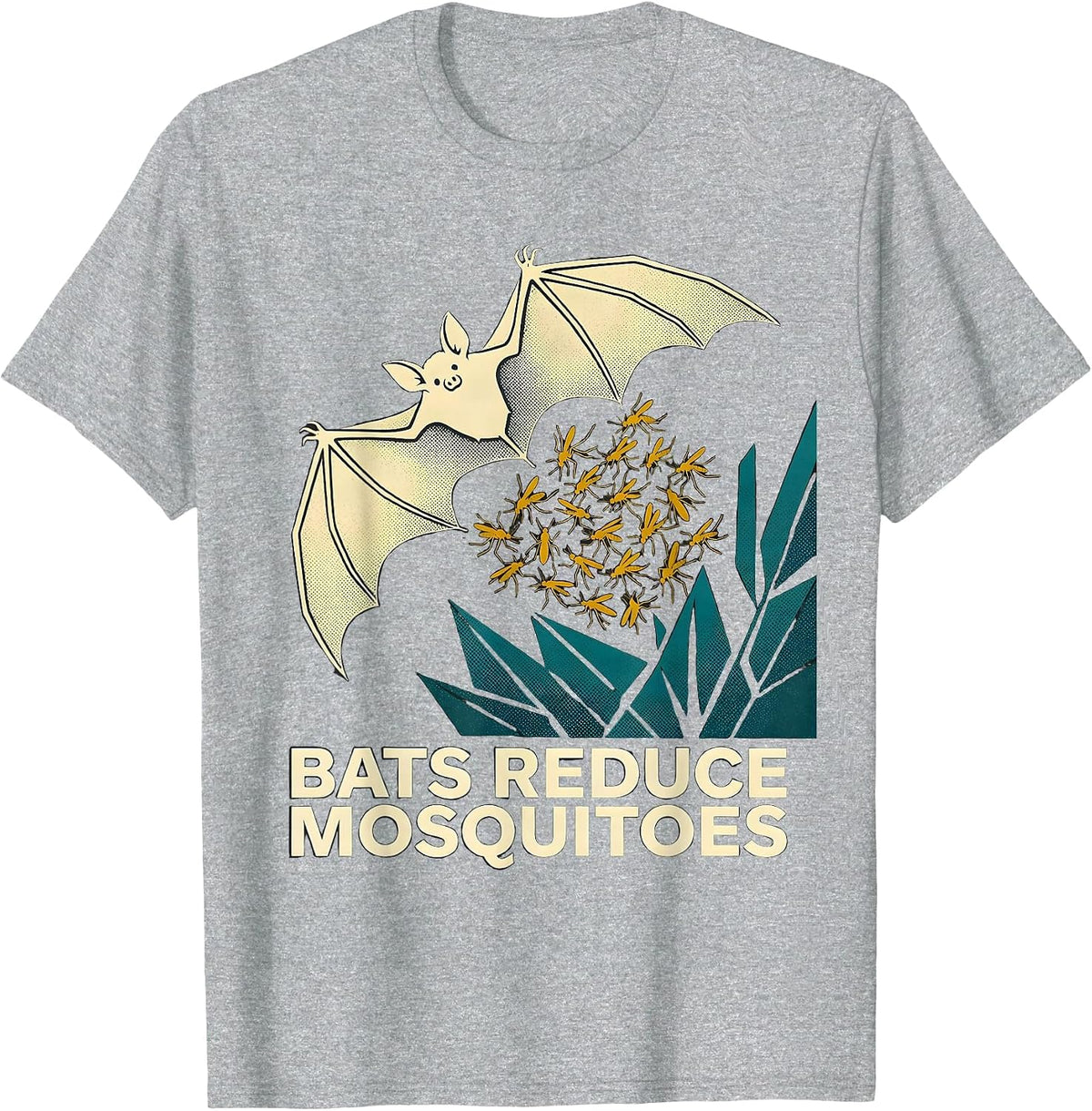Men's Bats Reduce Mosquitoes Midcentury Modern Bat Lover Halloween T-Shirt - Heather Grey