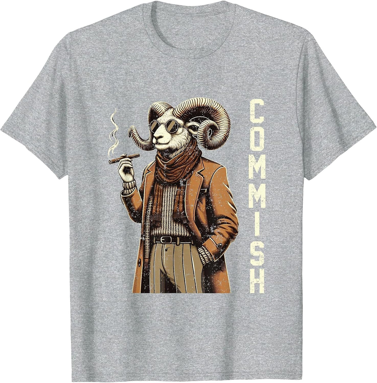 Fantasy Football Commissioner Funny Draft Goat Commish T-Shirt - Heather Grey