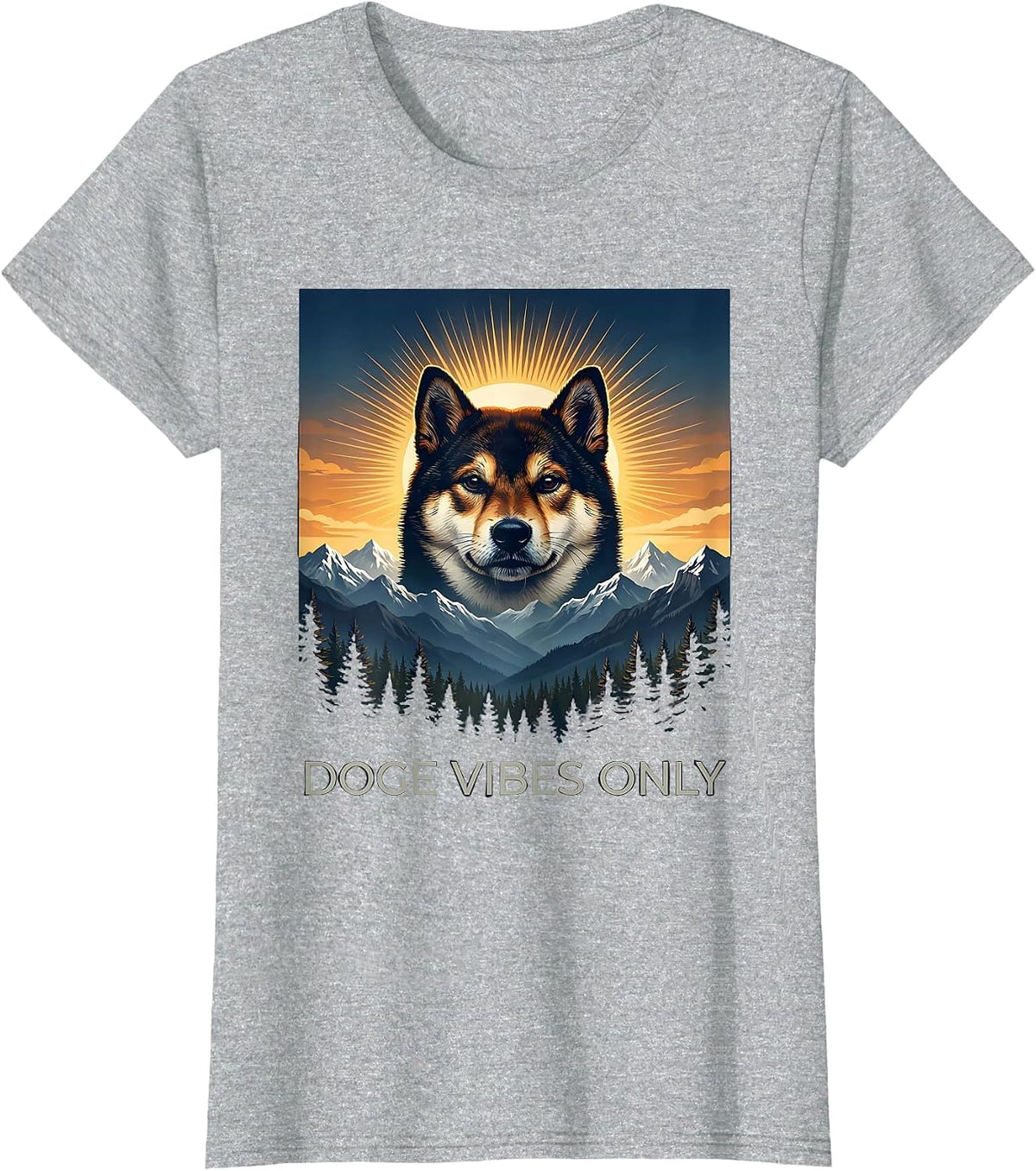 Doge Vibes Only Meme Internet Culture Design T-Shirt - Heather Grey