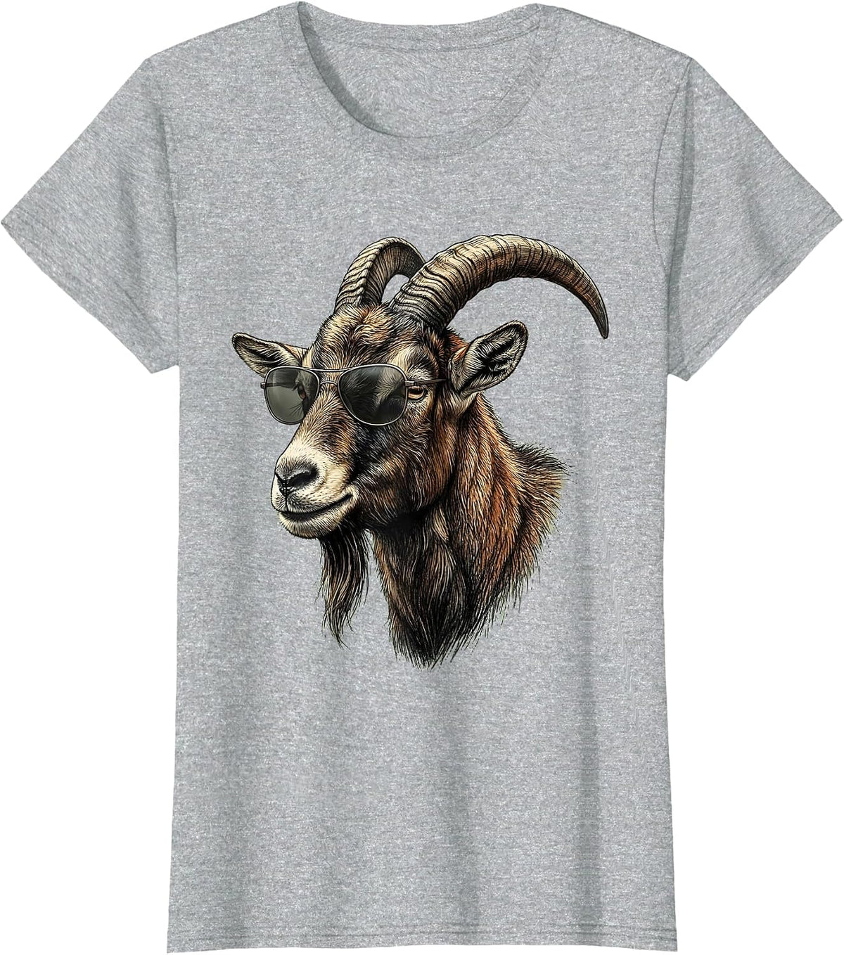 Women's Goat with Sunglasses Cool Animal Humor Novelty T-Shirt - Heather Grey
