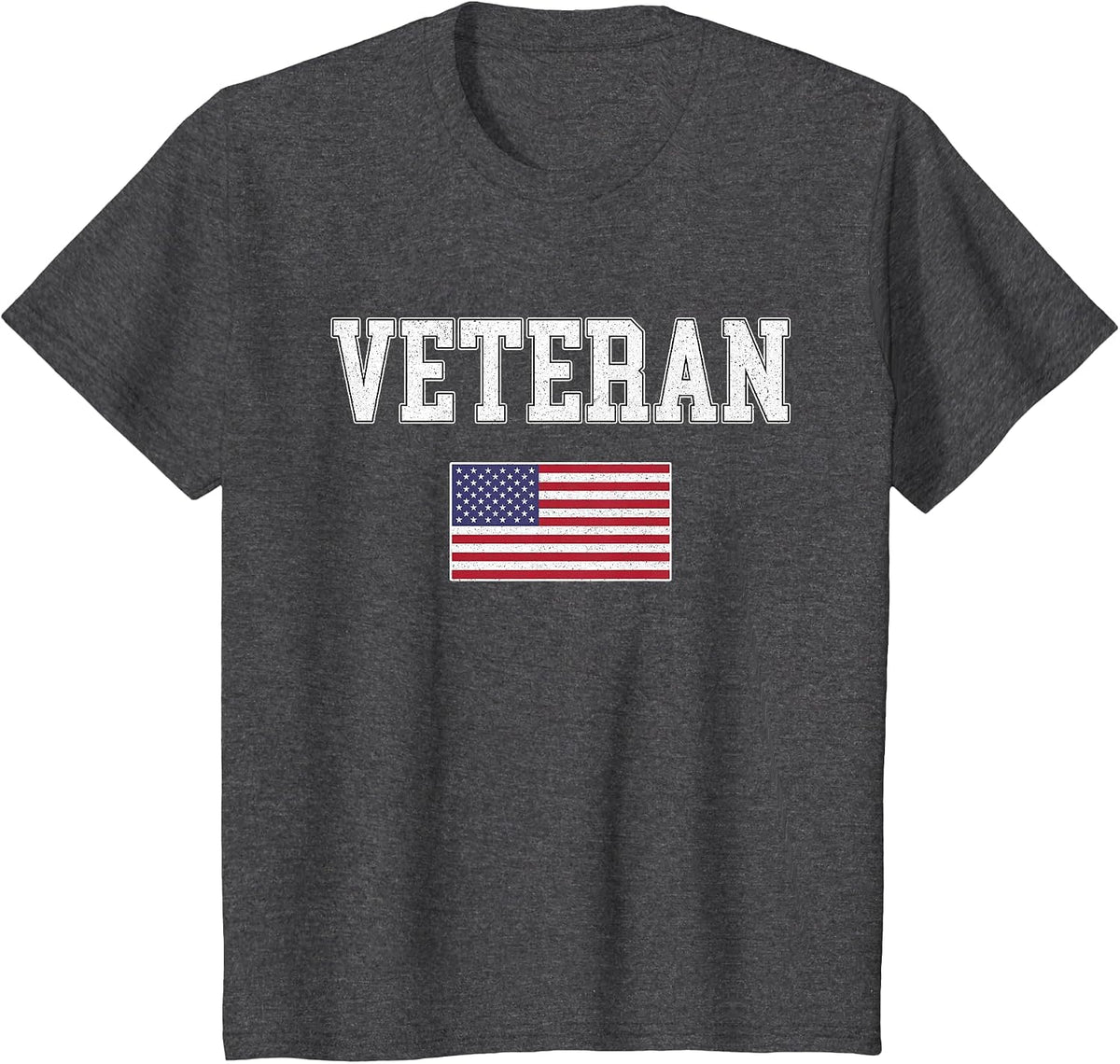 Veteran Vintage USA Flag Veterans Day T-Shirt - Dark Heather Grey