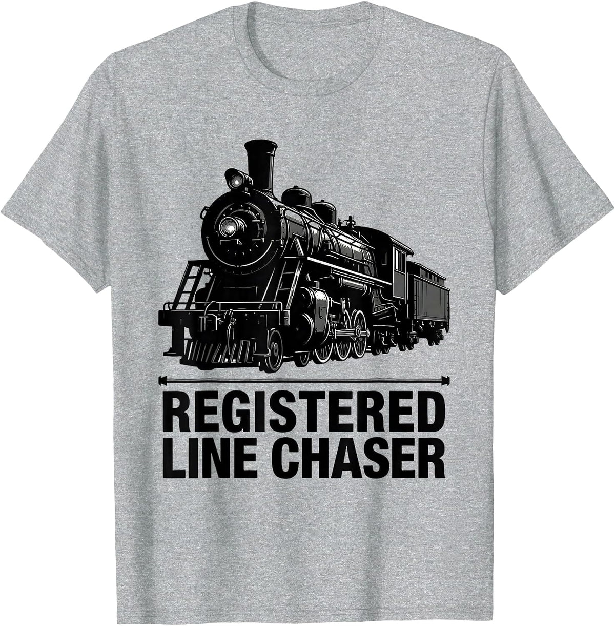 Men's Registered Line Chaser Vintage Steam Locomotive Train T-Shirt - Heather Grey