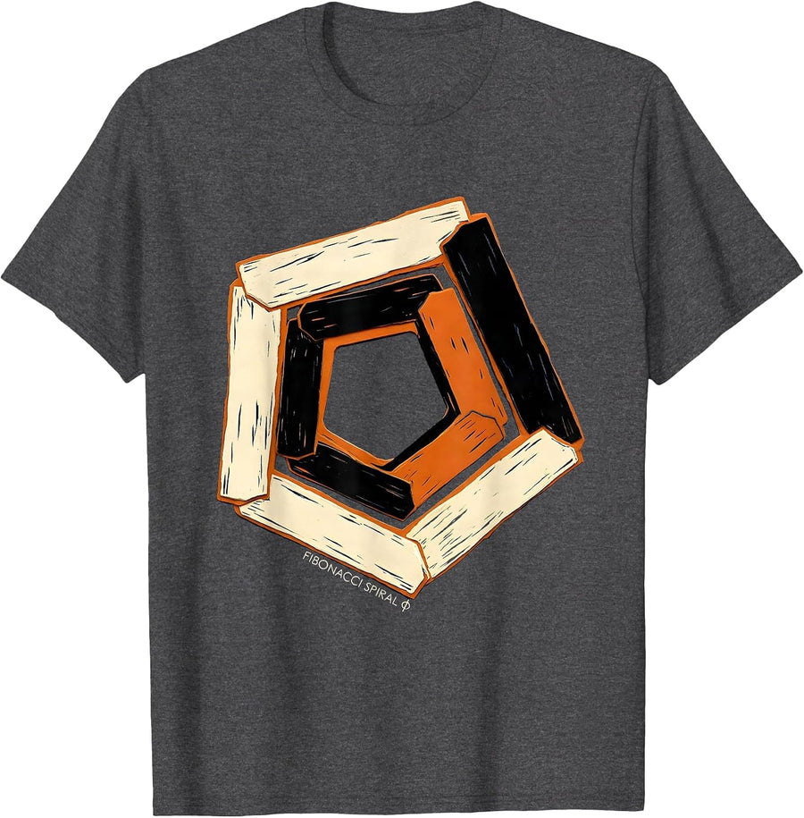 Men's Fibonacci Spiral Φ Sacred Geometry Math Enthusiast T-Shirt - Dark Heather Grey