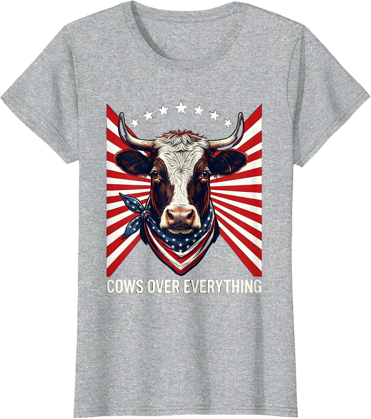 Women's Cows Over Everything Funny Cow Lover Design T-Shirt - Heather Grey
