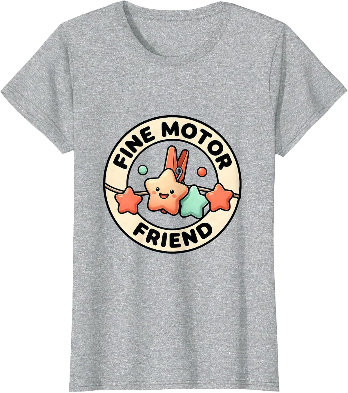 Fine Motor Friend Cute Kawaii Occupational Therapy Sensory T-Shirt - Heather Grey