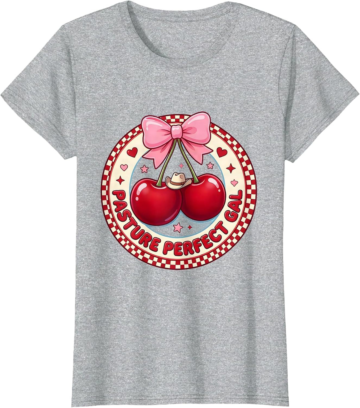 Pasture Perfect Gal Cow Lover Design T-Shirt - Heather Grey