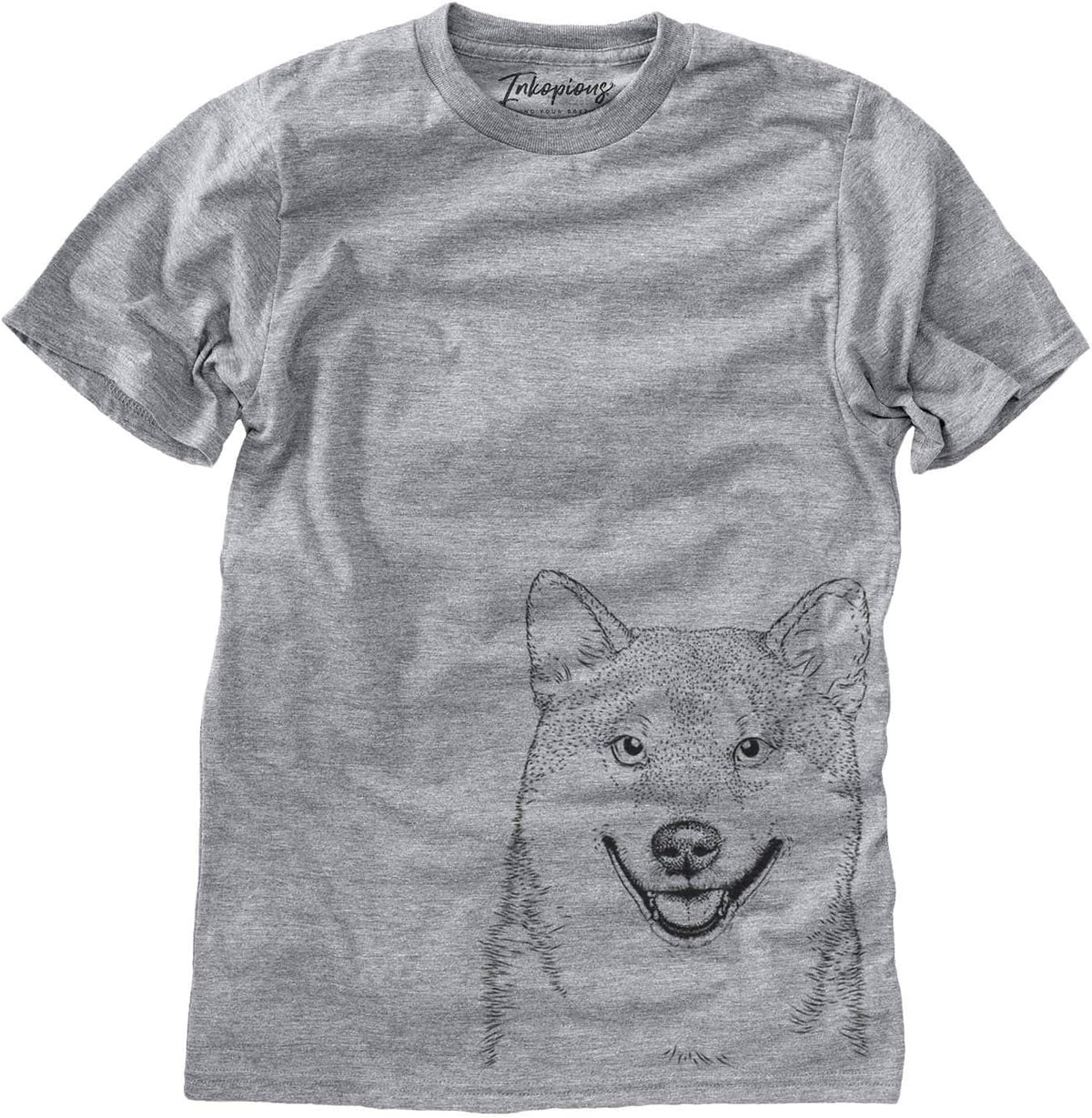 Bare Mitsu the Shiba Inu Dog Triblend T-Shirt - Unisex Grey Crew Neck
