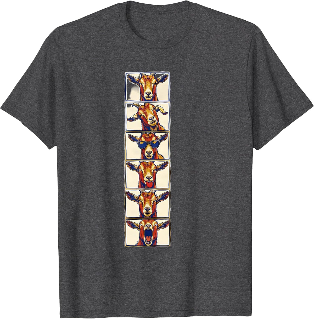 Men's Goat Photobooth Funny Animal Portrait T-Shirt - Dark Heather Grey