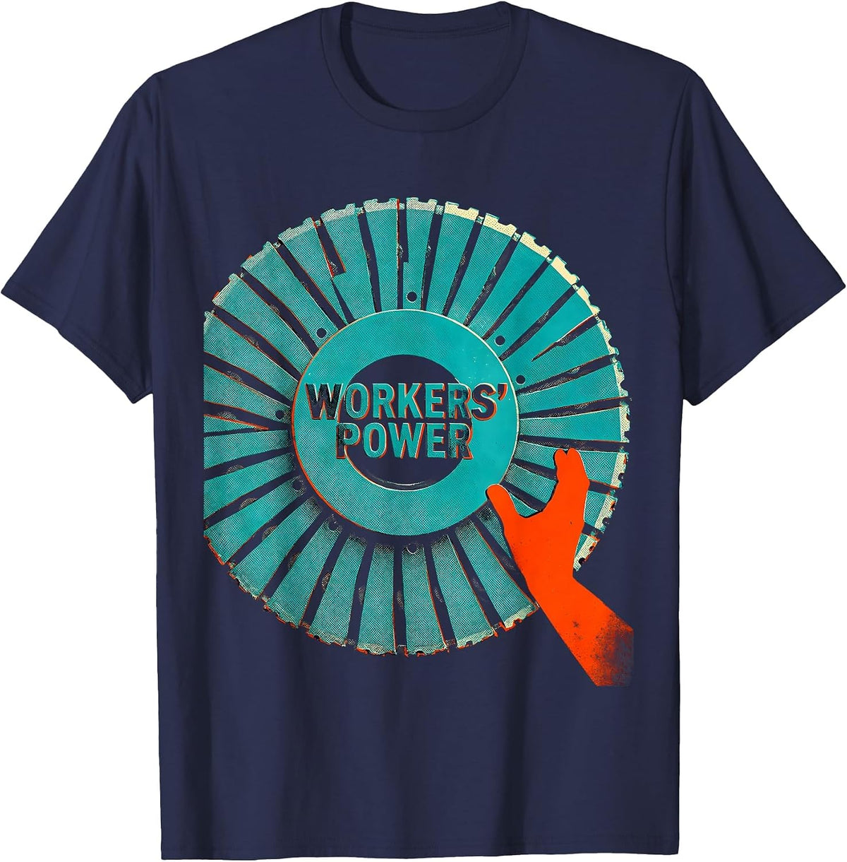 Workers Power Risograph Union Worker Labor Pride Solidarity T-Shirt - Navy Blue