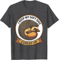 Men's I Keep My Soft Side Curled Up Funny Hedgehog Lover Cute T-Shirt - Dark Heather Grey