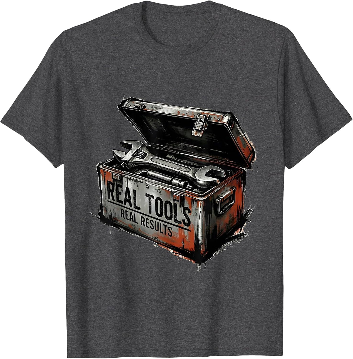 Real Tools Real Results Mechanic Design T-Shirt - Dark Heather Grey