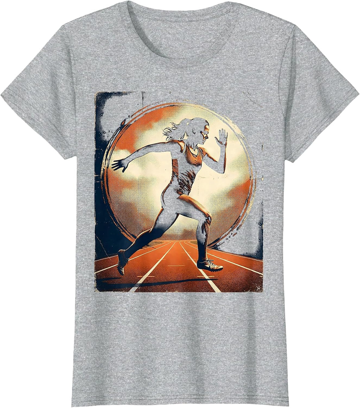 HBCU Track Athlete Mid-Stride Graphic Design T-Shirt - Heather Grey
