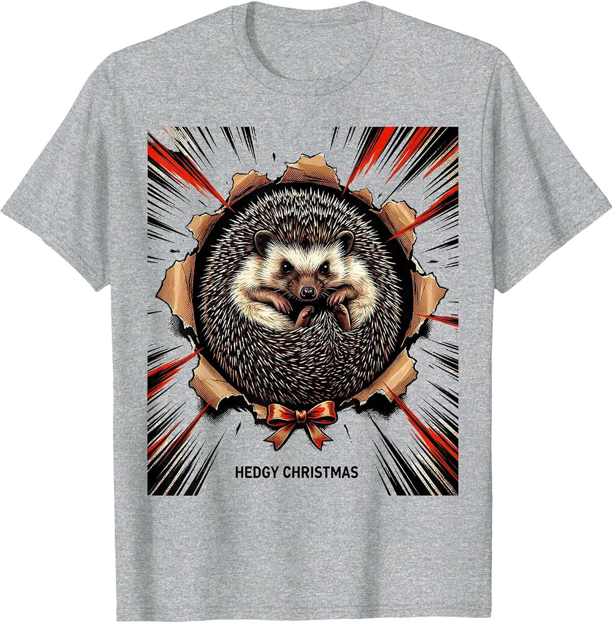 Men's Hedgy Christmas Cute Hedgehog Lover Whimsical Humor Gift T-Shirt - Heather Grey