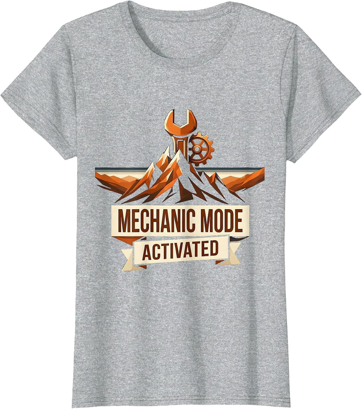 Mechanic Mode Activated Garage Design T-Shirt - Heather Grey