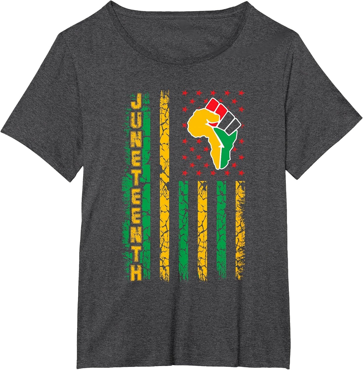 Juneteenth Flag Pan African Civil Rights Black Power Fist T-Shirt - Dark Heather Grey