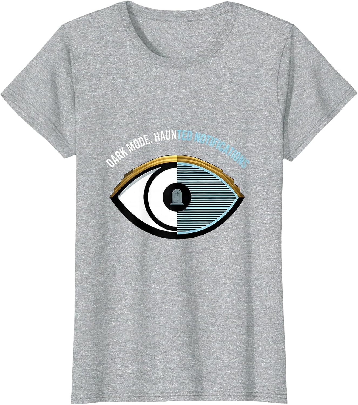 Dark Mode Haunted Notifications Halloween Design T-Shirt - Heather Grey