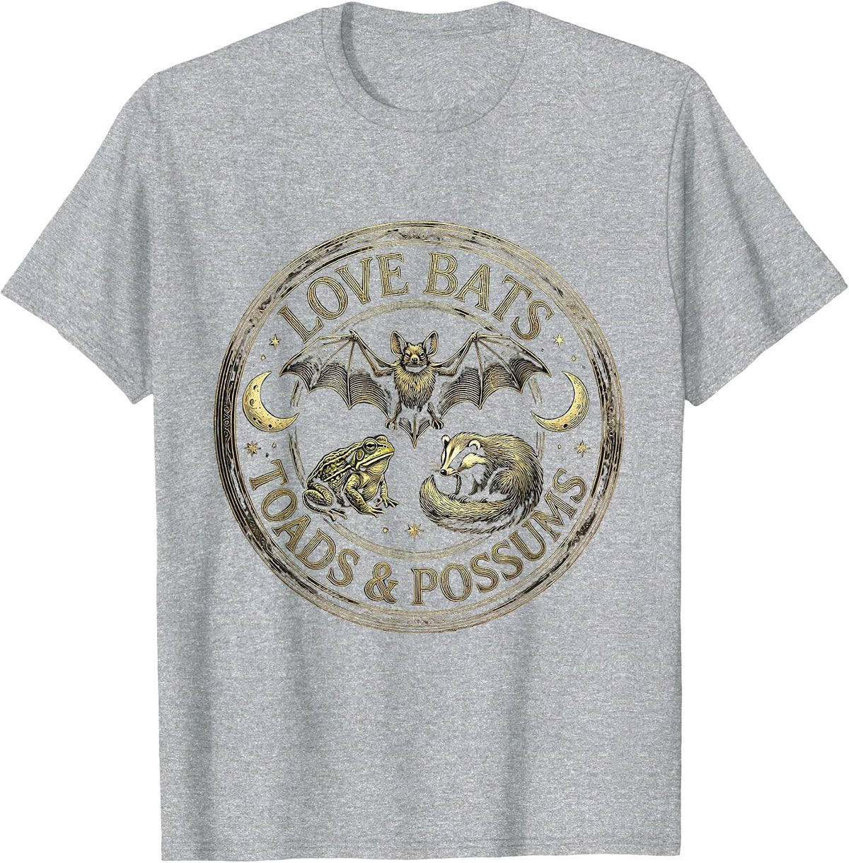 Men's Love Bats, Toads & Possums Mystic Celestial Nature Lover T-Shirt - Heather Grey