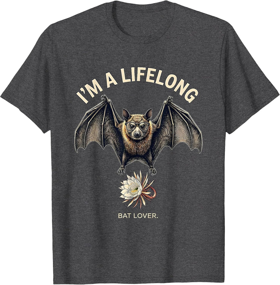 Men's I'm A Lifelong Bat Lover Funny Bat Lover Halloween Nature T-Shirt - Dark Heather Grey