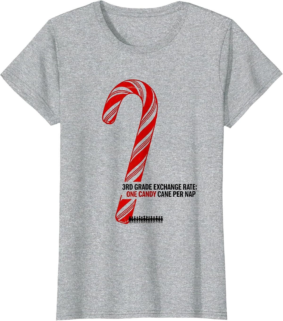 3rd Grade Exchange Rate: One Candy Cane Per Nap Teacher T-Shirt - Heather Grey