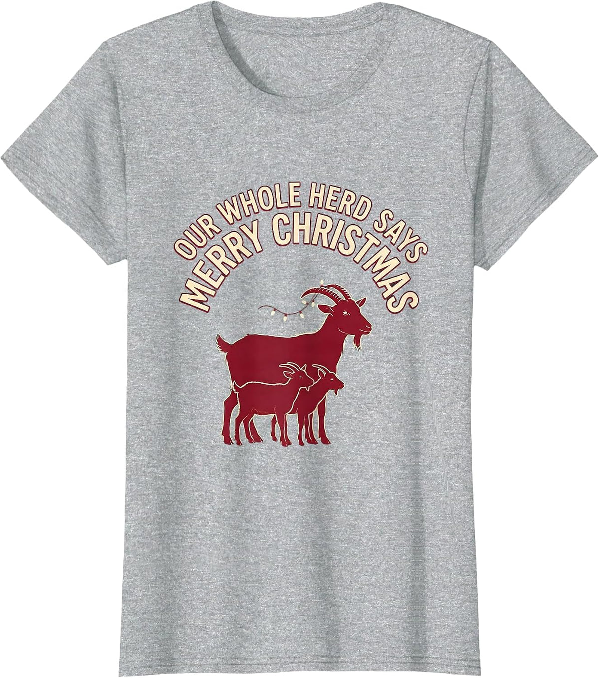 Women's Our Whole Herd Says Merry Christmas Funny Goat Lover T-Shirt - Heather Grey