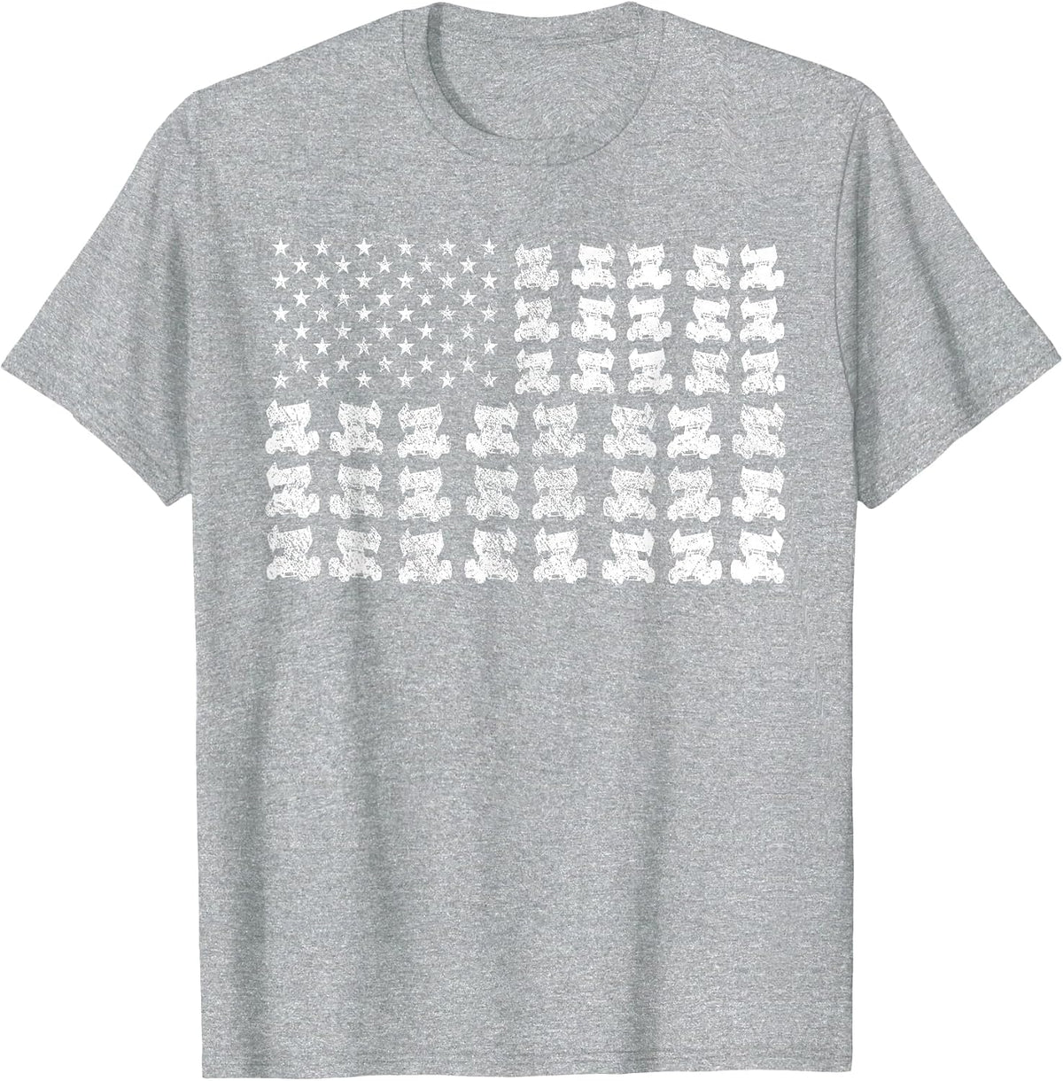 Sprint Car Racing USA Flag T-Shirt - Heather Grey