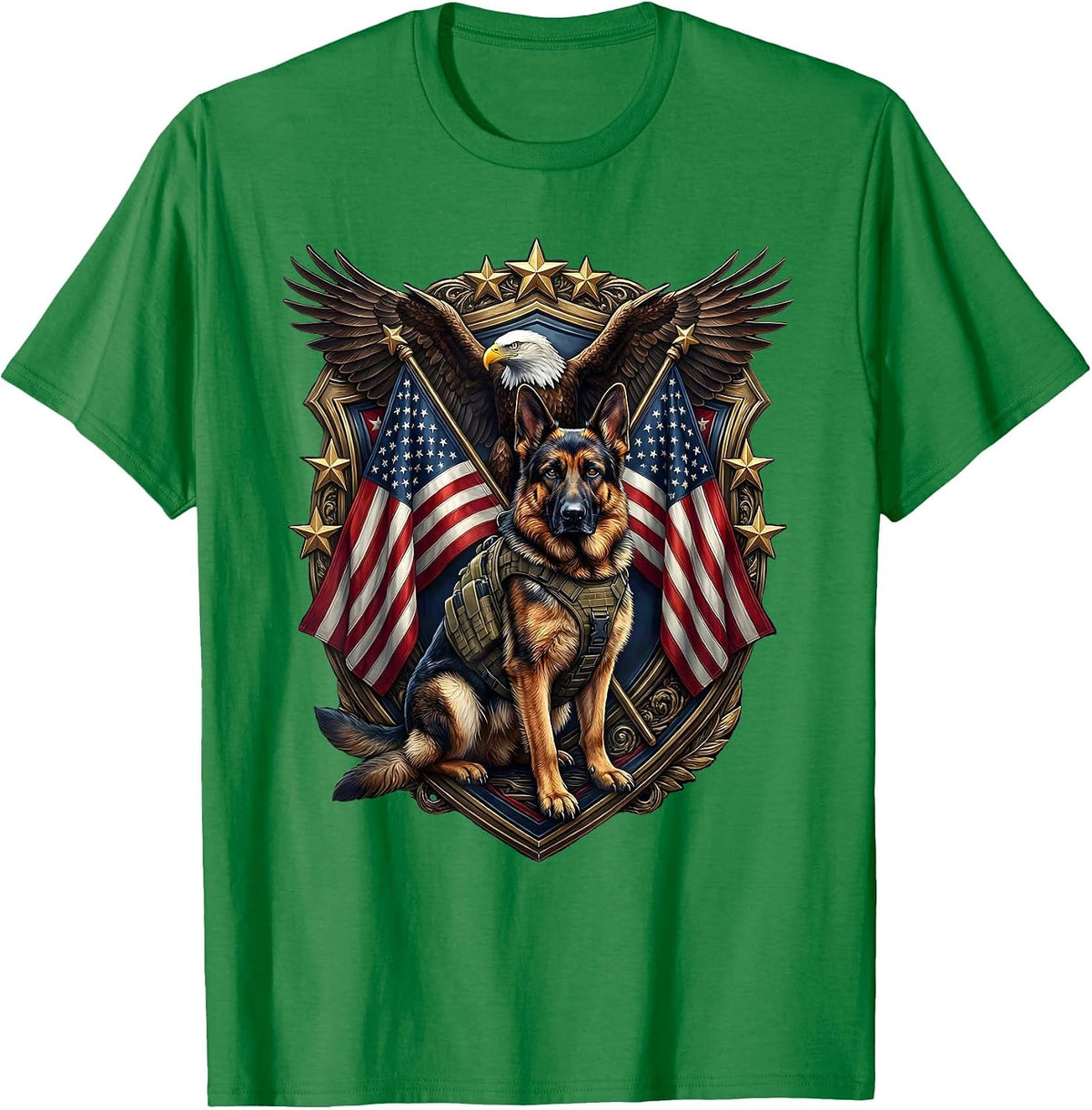 Men's K9 Tactical Dog Back the Blue Illustration T-Shirt - Kelly Green