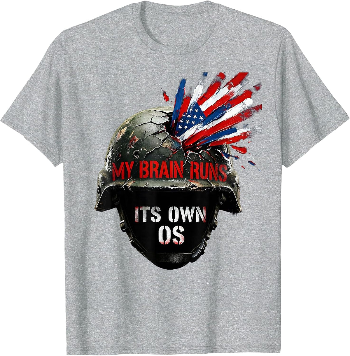 Men's My Brain Runs Its Own OS Neurodiversity Design T-Shirt - Heather Grey