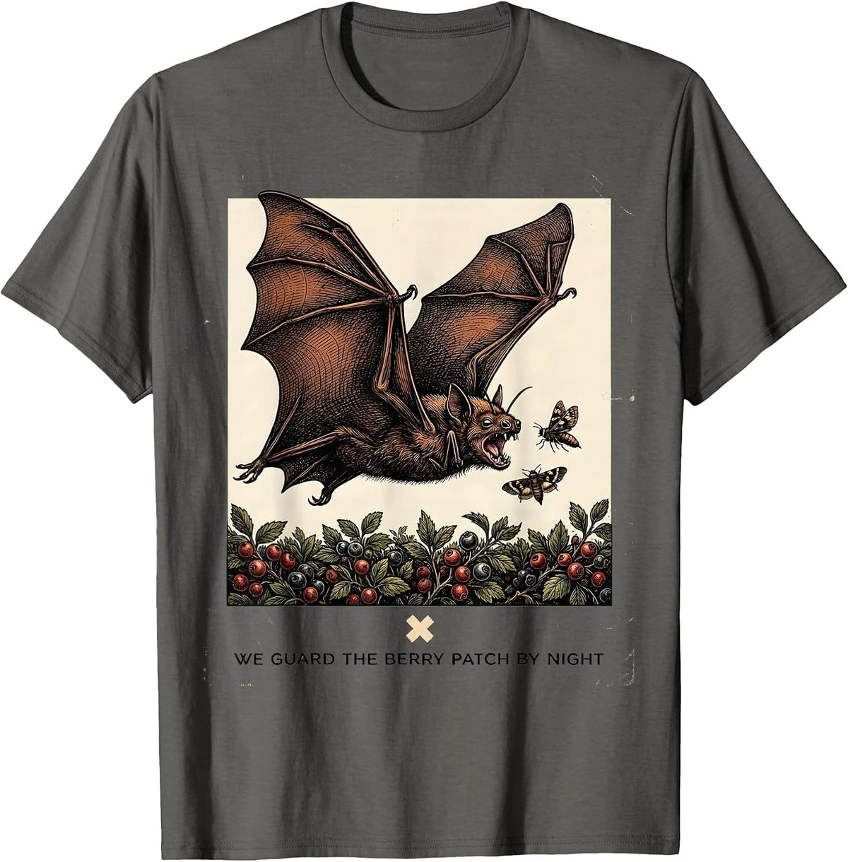 We Guard The Berry Patch By Night Vintage Bat Lover T-Shirt - Asphalt Grey