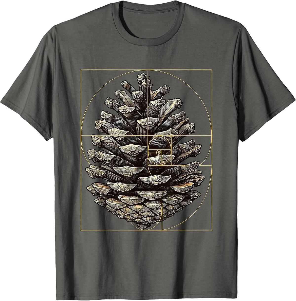 Men's Fibonacci Phyllotaxis Sacred Geometry Math Enthusiast T-Shirt - Asphalt Grey