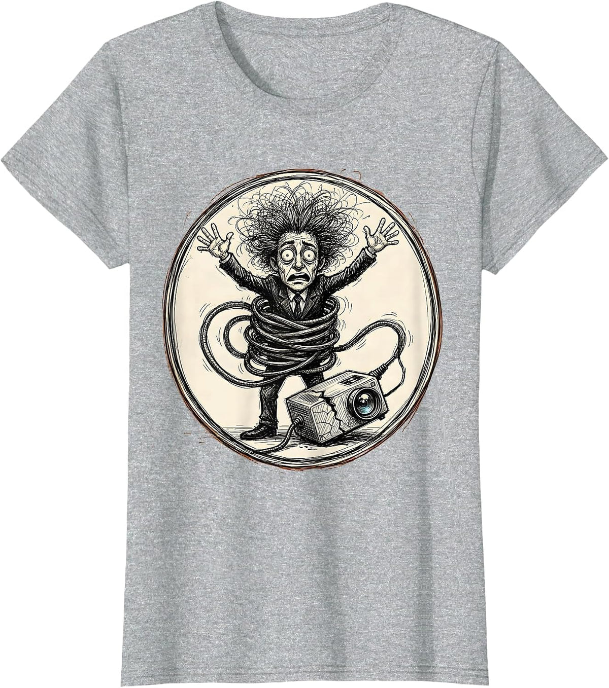 Women's Frazzled Sub Tangled in Overhead Projector T-Shirt - Heather Grey