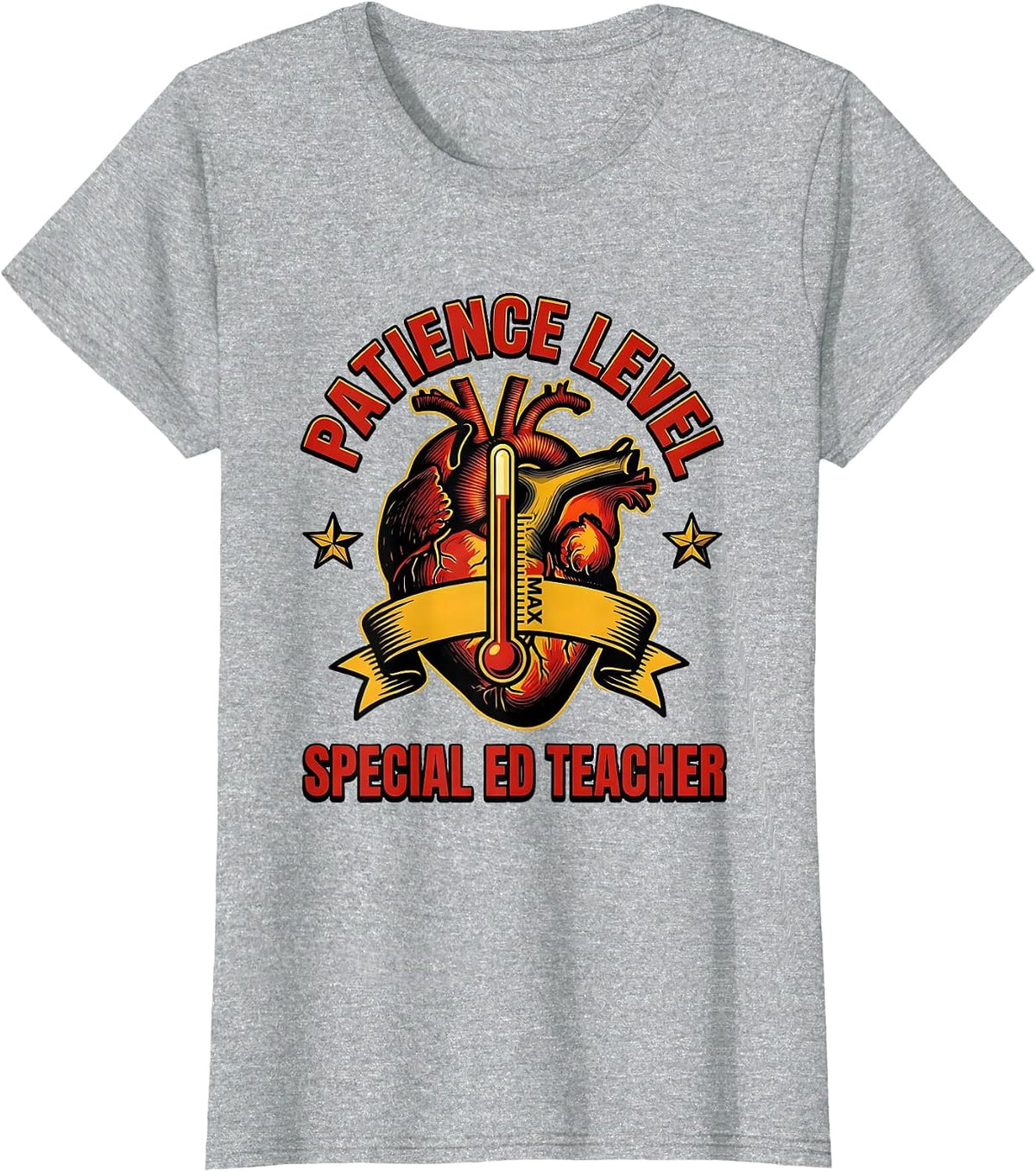 Women's Patience Level Special Ed Teacher Graphic Design T-Shirt - Heather Grey