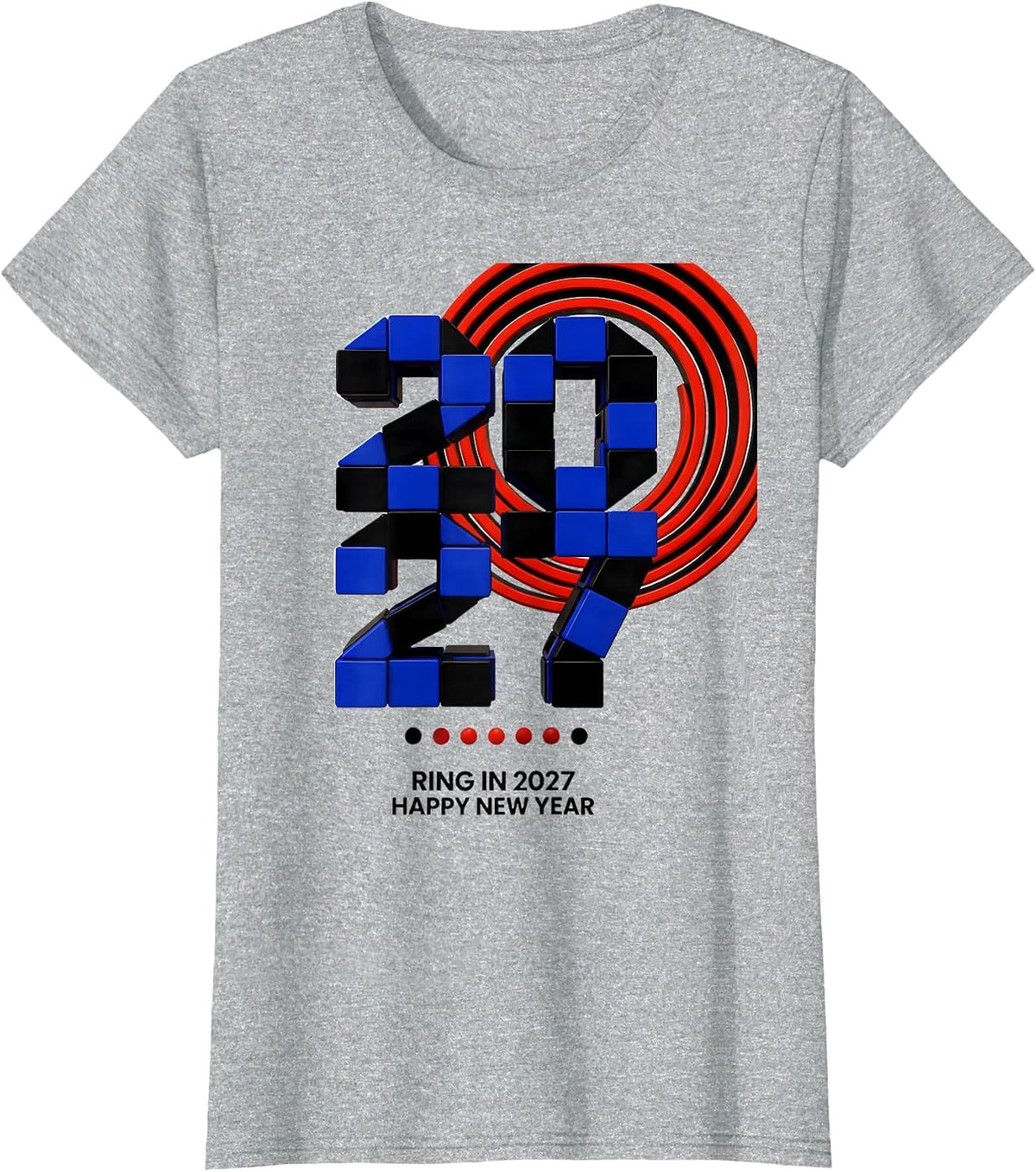 Ring In 2027 Happy New Year Geometric Family Party T-Shirt - Heather Grey