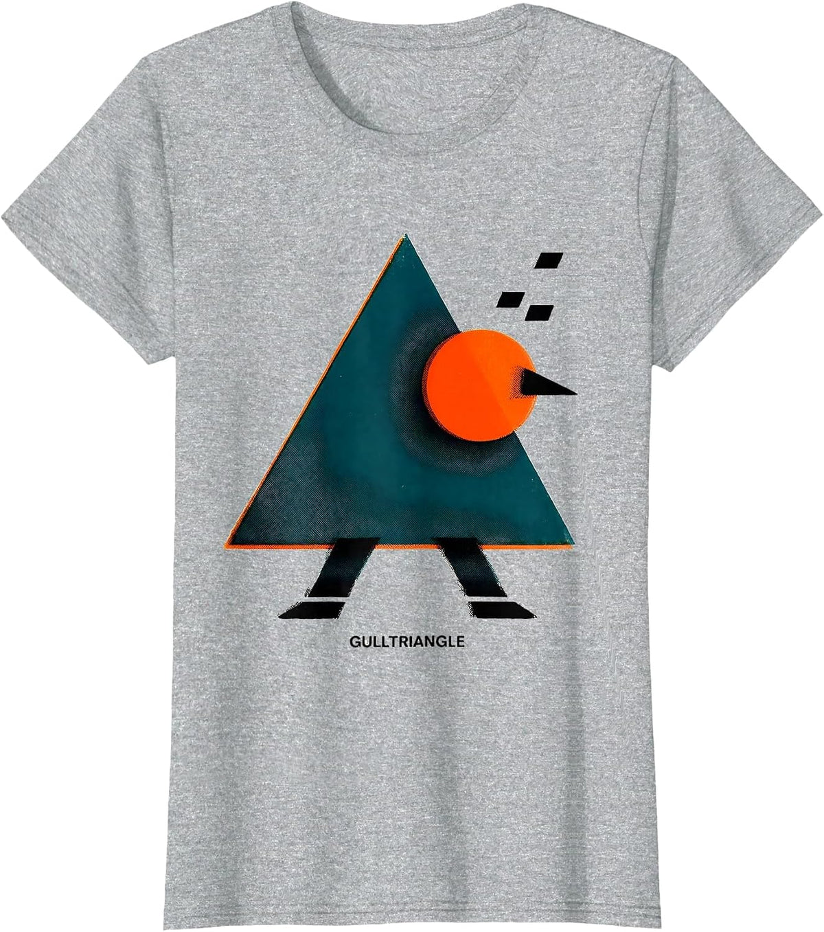 Women's Gulltriangle Risograph Math Teacher Bird Pun Funny Geometry T-Shirt - Heather Grey