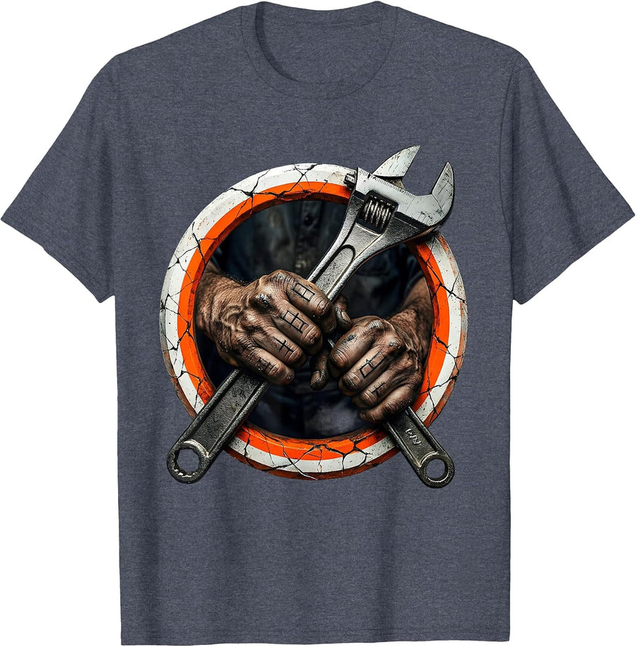 Mechanic Wrench Grip Blue Collar Worker Design T-Shirt - Heather Blue
