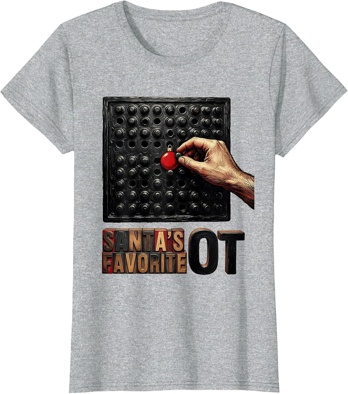 Santa's Favorite OT Funny Occupational Therapy Christmas T-Shirt - Heather Grey