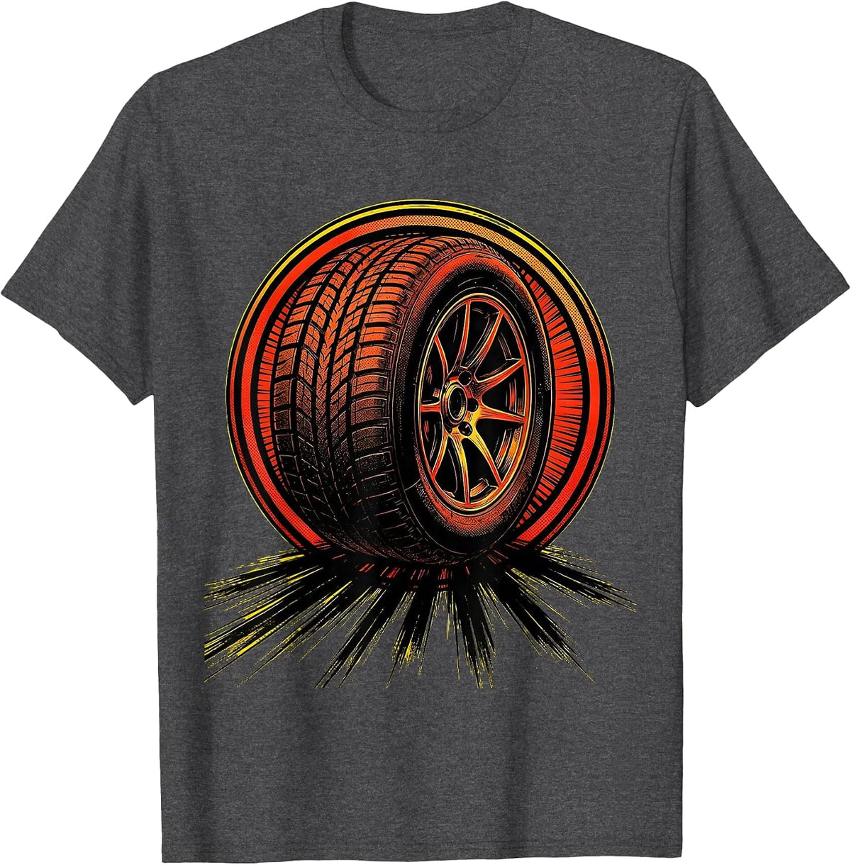 Burning Rubber Skid Marks Racing Graphic T-Shirt - Dark Heather Grey