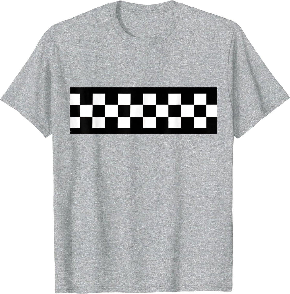 Black White Checkered Flag Checkerboard Racing T-Shirt - Heather Grey