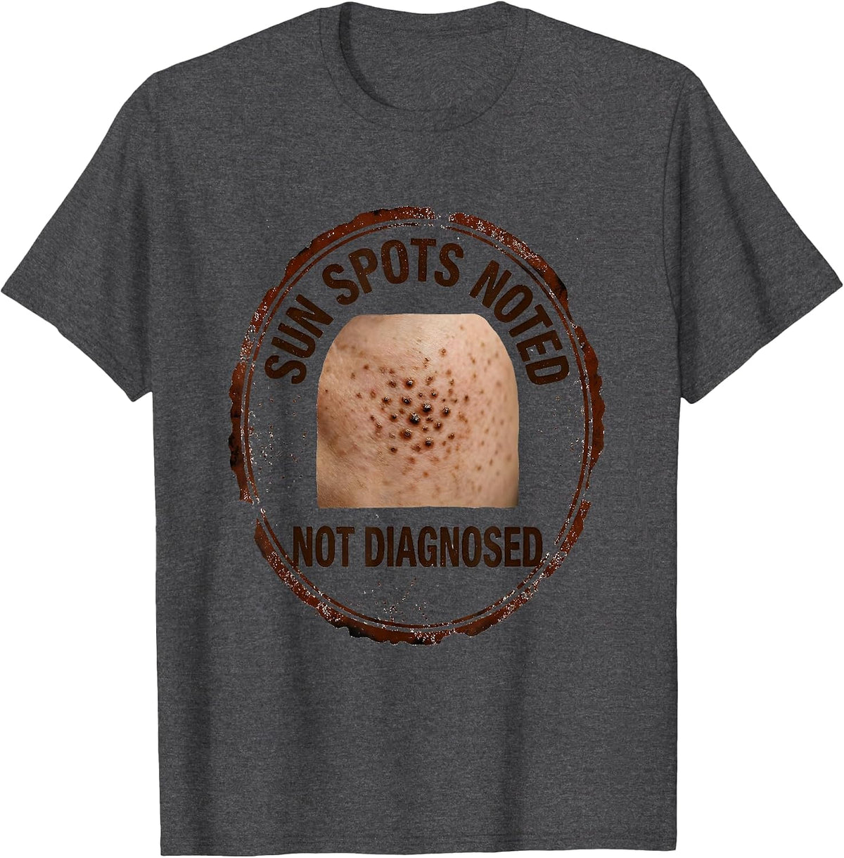 Men's Sun Spots Noted Not Diagnosed Funny Esthetician Skincare T-Shirt - Dark Heather Grey