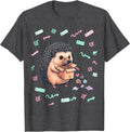 Men's Round Hedgehog Party Favor Box Kawaii Doodle Valentine T-Shirt - Dark Heather Grey