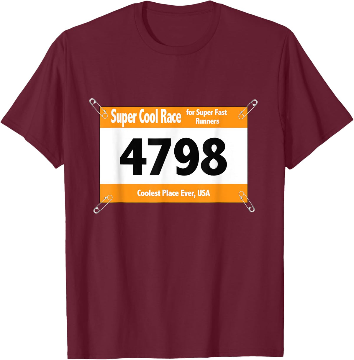 Runner Funny Halloween Costume T-Shirt Racing Bib Tee Running Shirts for Women Men - Burgundy